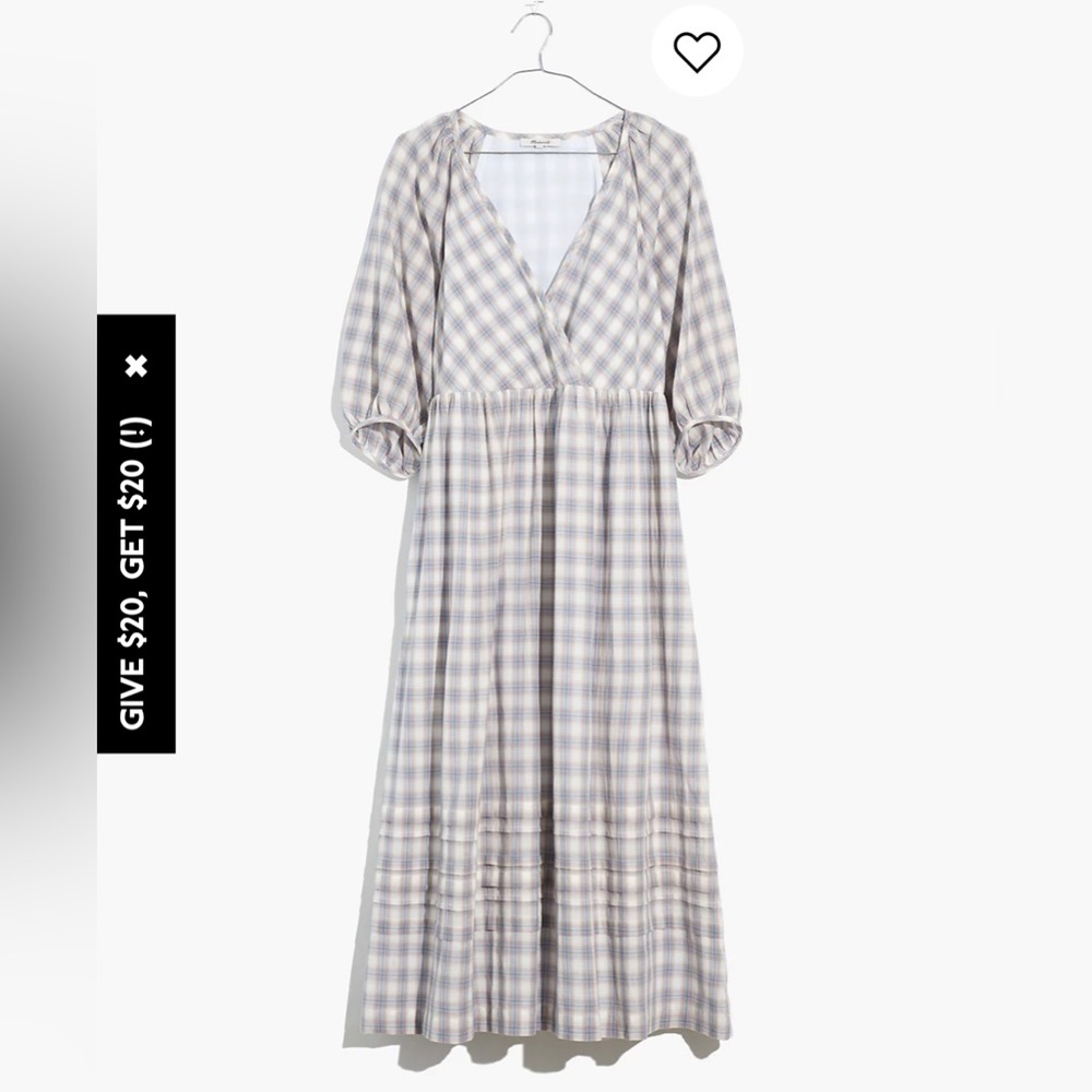 Madewell marianna puff-sleeve midi dress in plaid